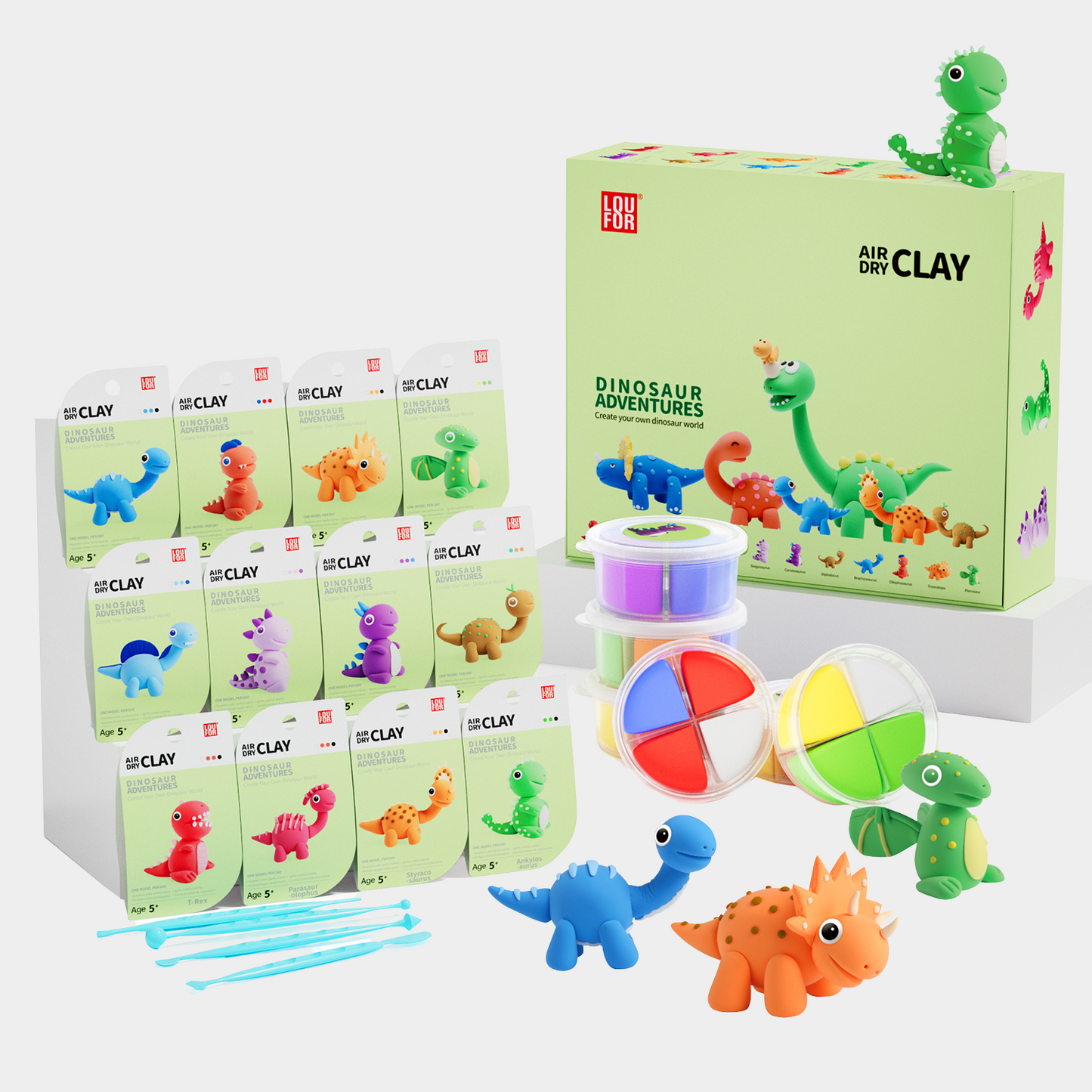 Loufor Air Dry Clay Kit for Kids-Dinosaur Adventures