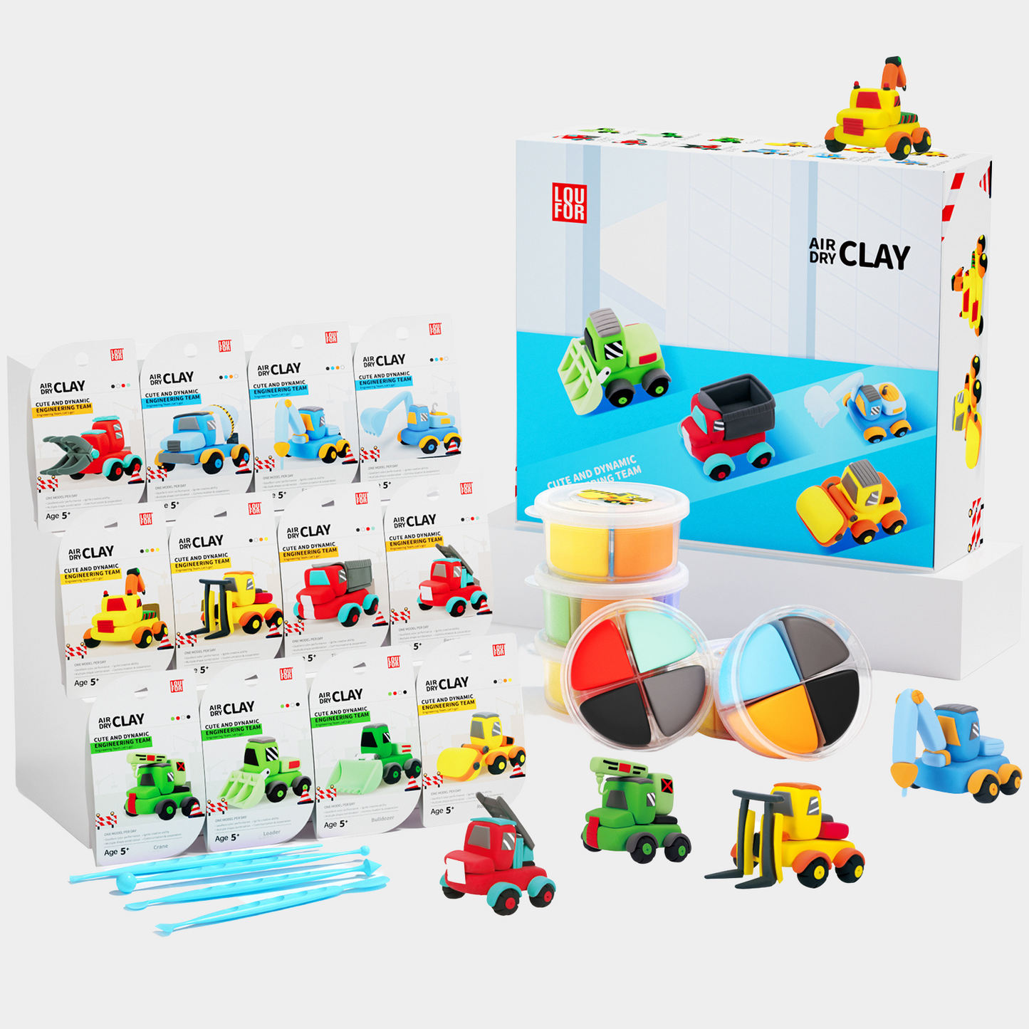 Loufor Air Dry Clay Kit for Kids-Cute Engineering Team