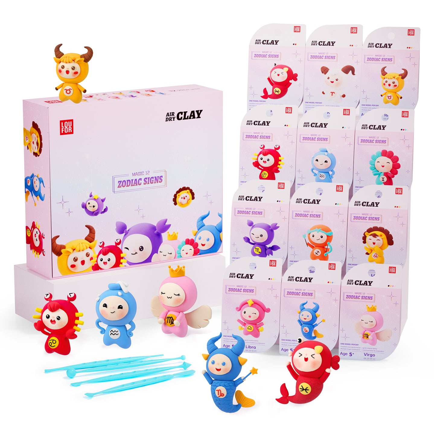 Loufor Air Dry Clay Kit for Kids-Magic 12 Zodiac Signs