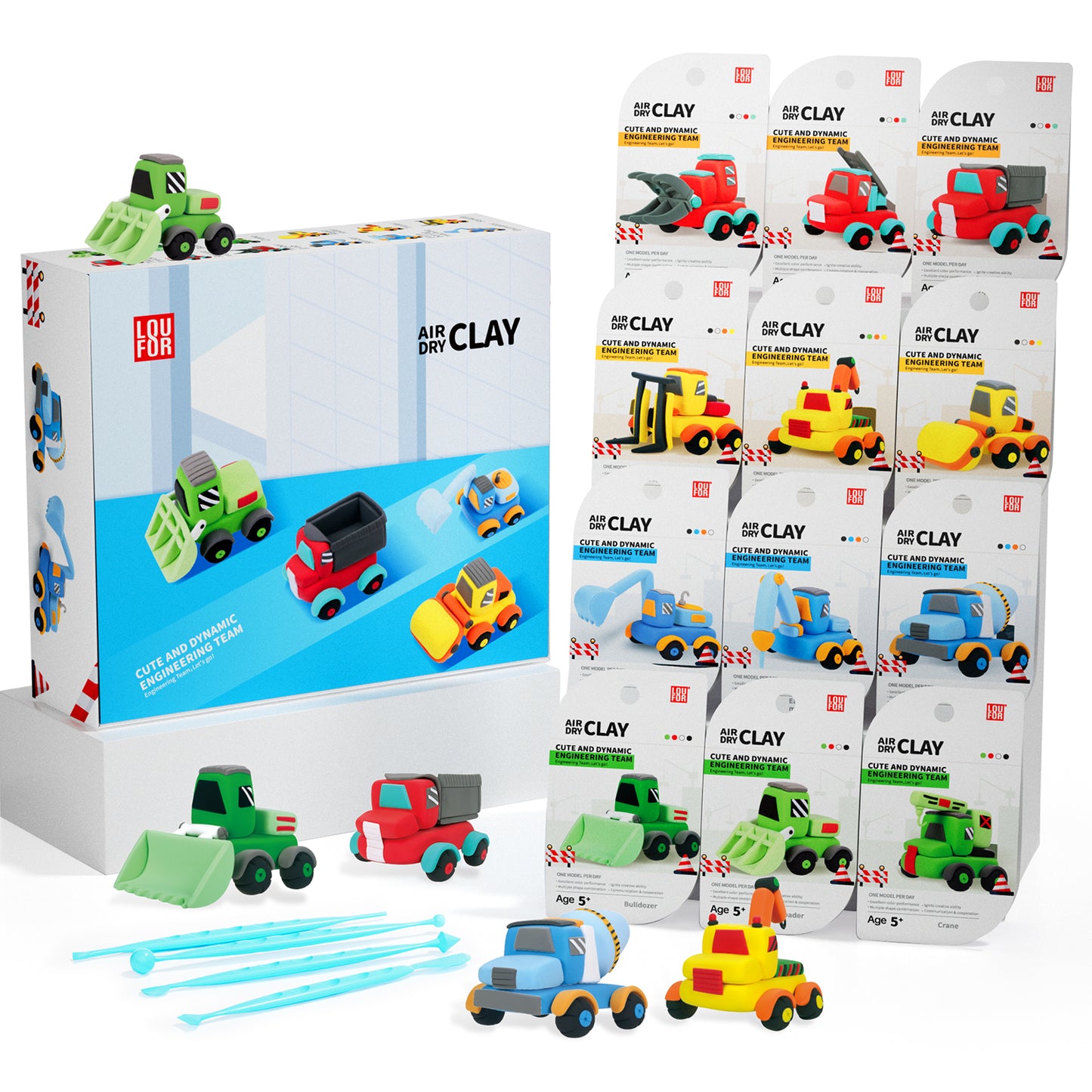 Loufor Air Dry Clay Kit for Kids-Cute Engineering Team