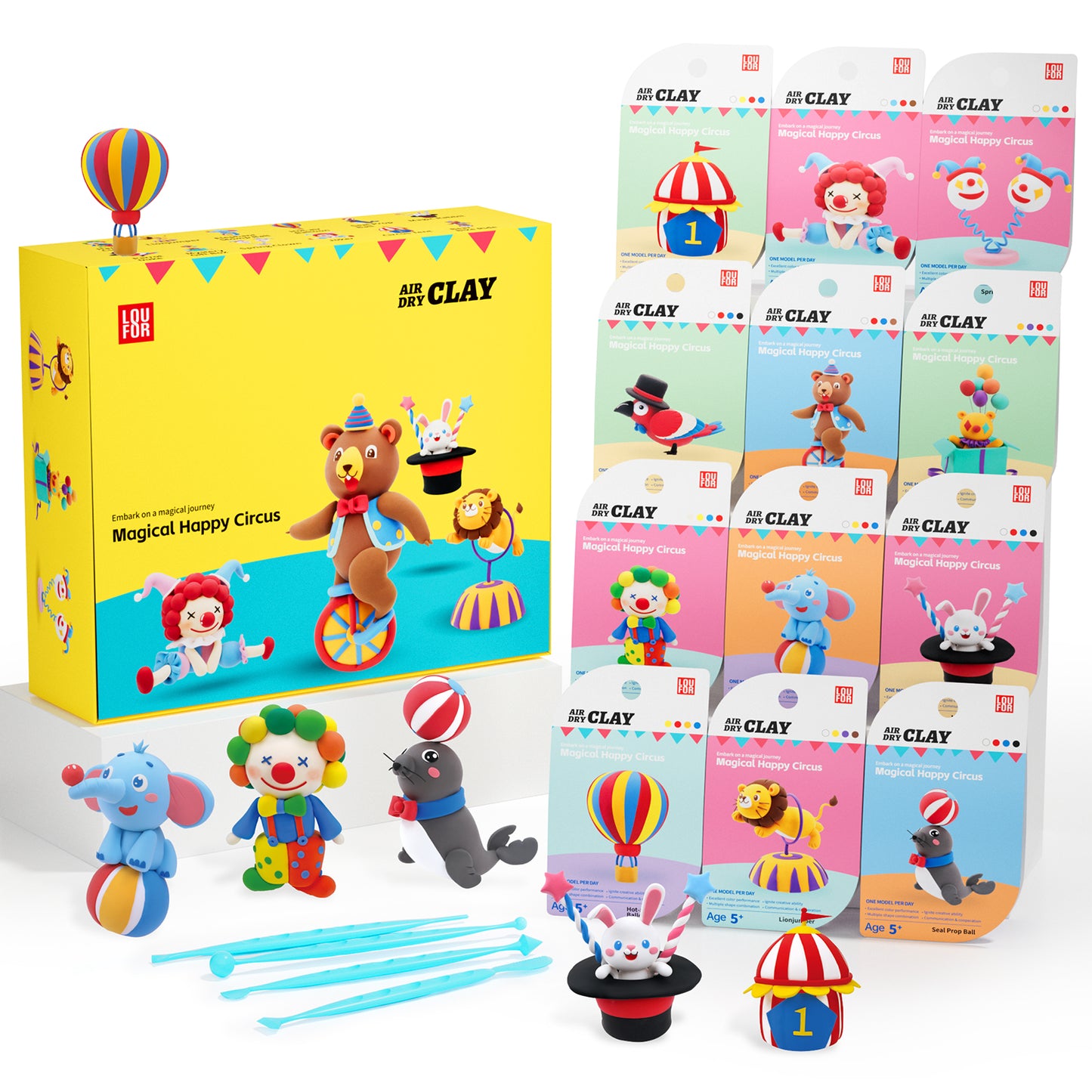 Loufor Air Dry Clay Kit for Kids-Magical Happy Circus