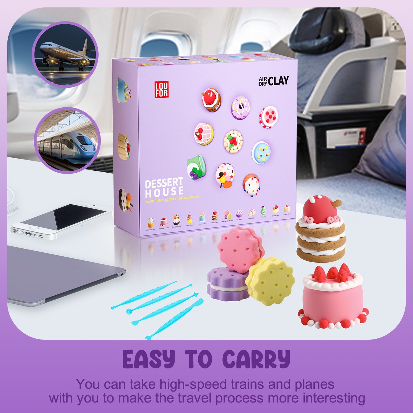 Loufor Air Dry Clay Kit for Kids-Dessert House