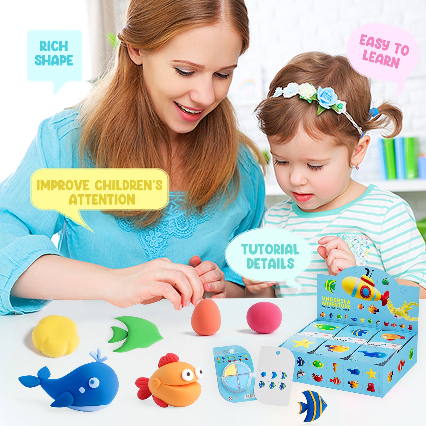 Loufor Air Dry Clay Kit for Kids-Undersea Adventure