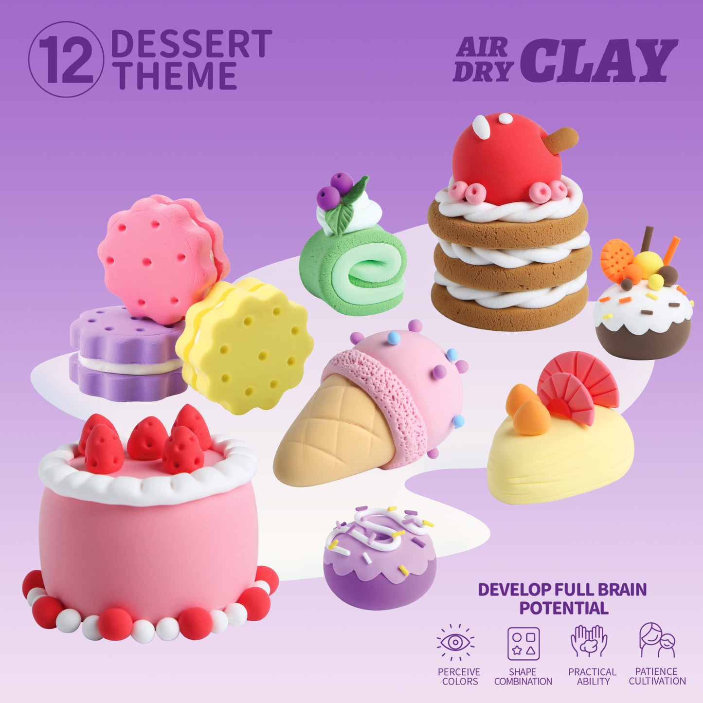 Loufor Air Dry Clay Kit for Kids-Dessert House