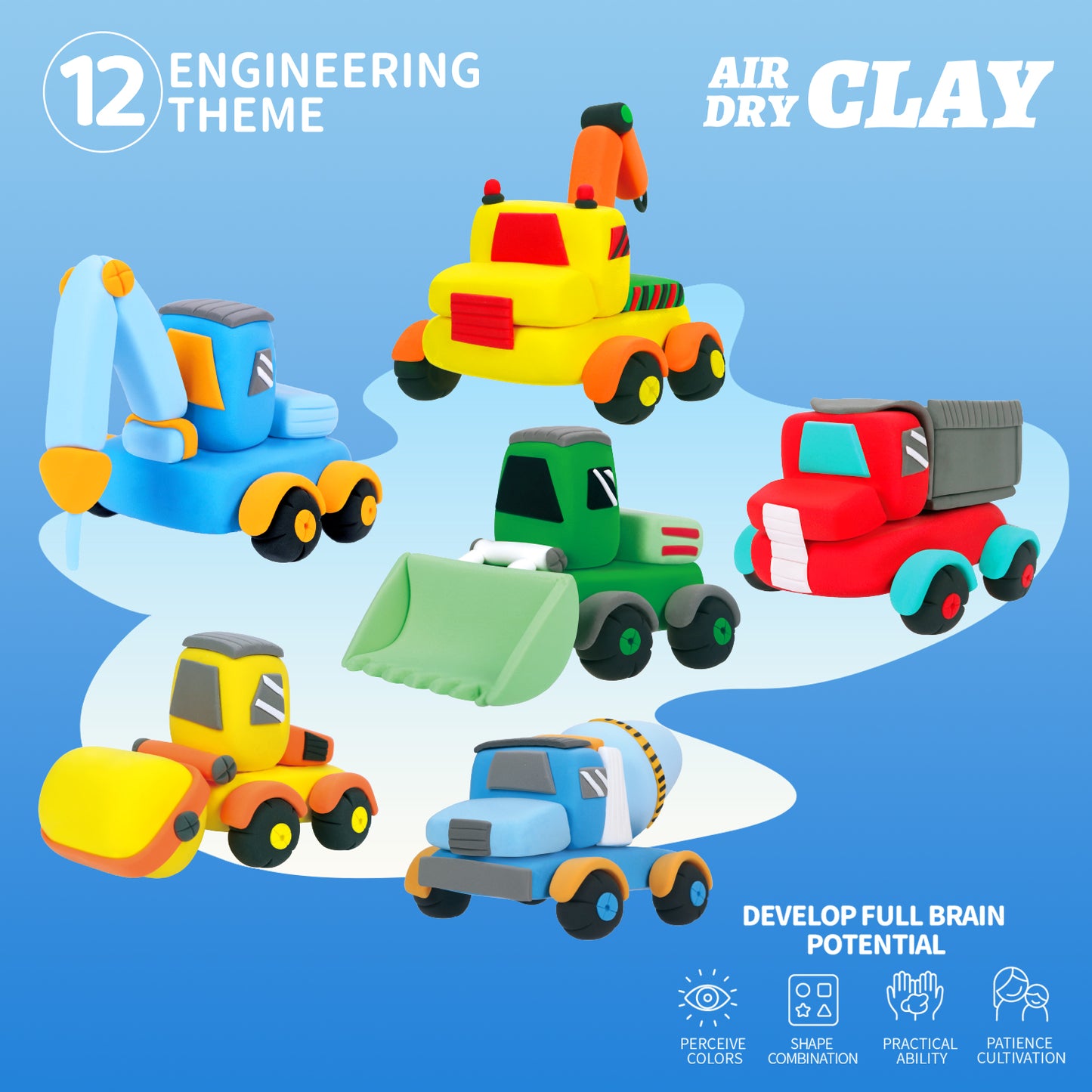 Loufor Air Dry Clay Kit for Kids-Cute Engineering Team