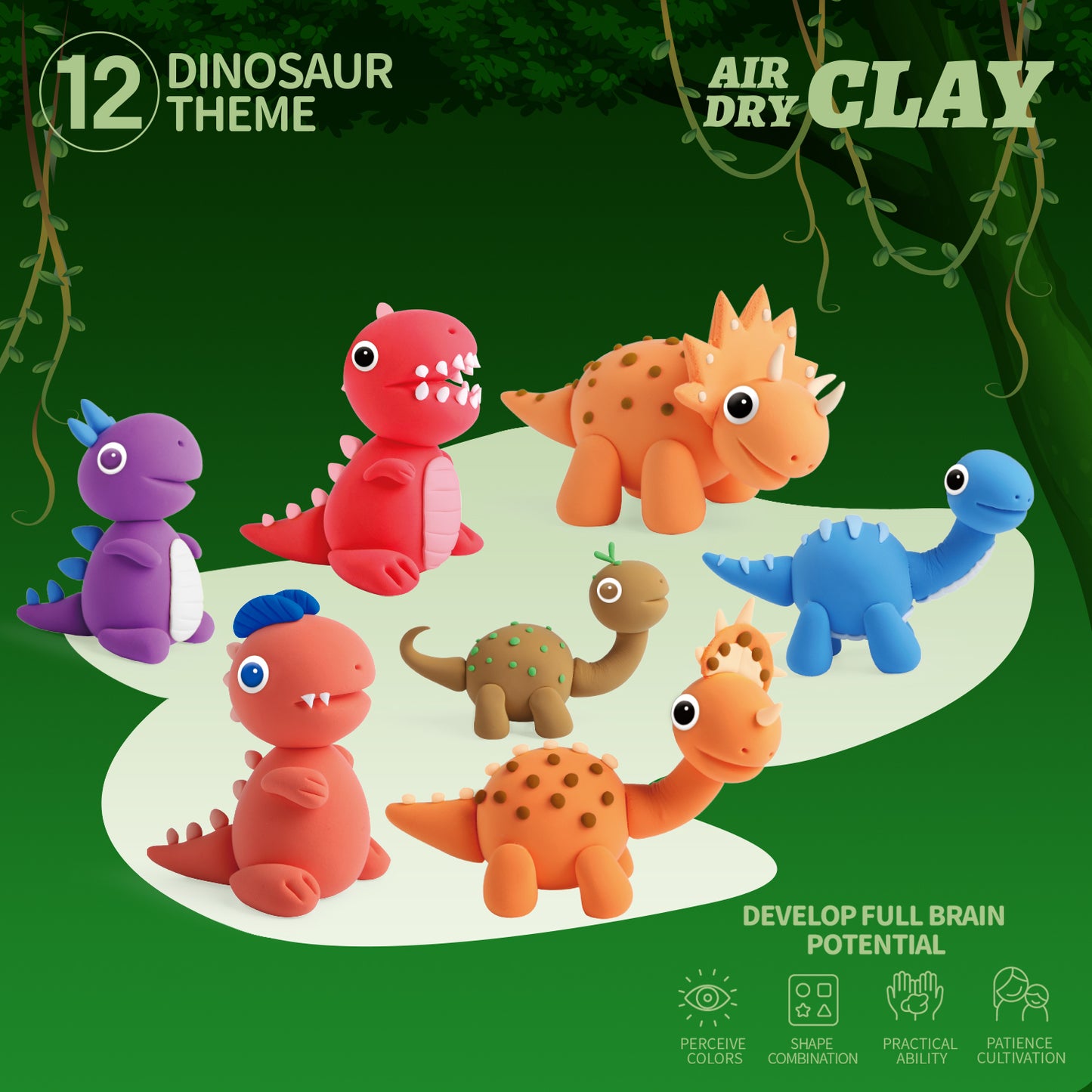 Loufor Air Dry Clay Kit for Kids-Dinosaur Adventures