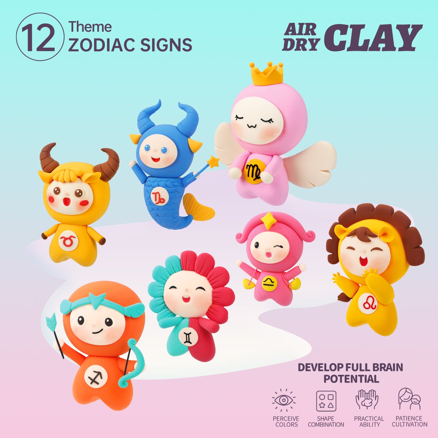 Loufor Air Dry Clay Kit for Kids-Magic 12 Zodiac Signs